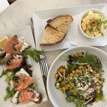 Hudson Roastery - Selection from the menu gravlax, egg salad and chickpeas salad. - Coffee Roasteries Near Me - Hudson, New York Hudson Roastery - Selection from the menu gravlax, egg salad and chickpeas salad. - Coffee Roasteries Near Me - Hudson, New York