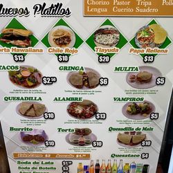 Tacos Los Palomos - Food menu