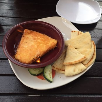 Santorini Cafe - Saganaki appetizer - Greek Near Me - Austin, Texas