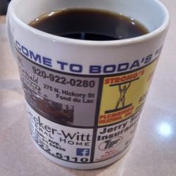 Boda's Restaurant and Catering - Good ole coffee with local ads!