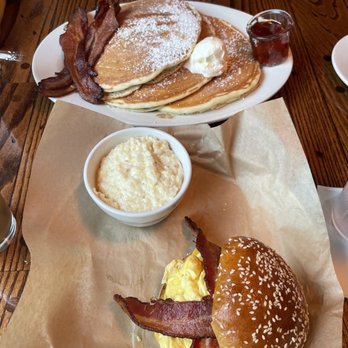 Nectar - Buttermilk Pancakes; Super Dave Breakfast Sandwich*; Carolina Plantation Grits - Breakfast & Brunch Near Me - Hilton Head Island, South Carolina Nectar - Buttermilk Pancakes; Super Dave Breakfast Sandwich*; Carolina Plantation Grits - Breakfast & Brunch Near Me - Hilton Head Island, South Carolina