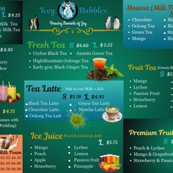 Icey Bubbles - Menu