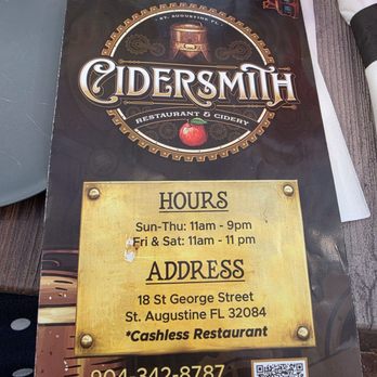 Cidersmith - Menu - Cideries Near Me - St. Augustine, Florida