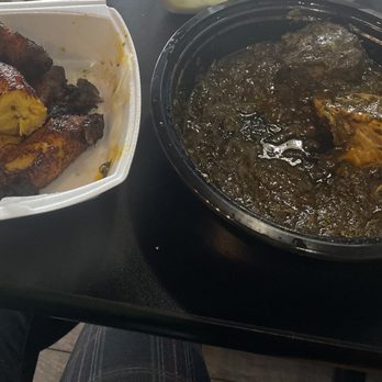 Zanzibar Cafe - Palava sauce and fried plantain. - African Near Me - Charlotte, North Carolina Zanzibar Cafe - Palava sauce and fried plantain. - African Near Me - Charlotte, North Carolina