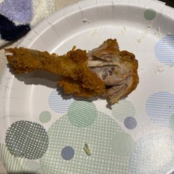 Chicken leg not eaten - pulled out of bucket this way