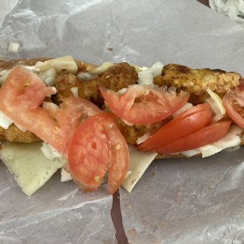 Amato's - Chicken tender sub with onion, tomato and Swiss. Messy but good. - Italian Near Me - Biddeford, Maine Amato's - Chicken tender sub with onion, tomato and Swiss. Messy but good. - Italian Near Me - Biddeford, Maine