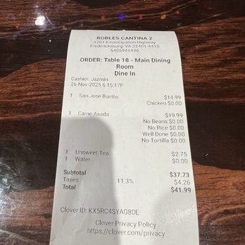 Robles Kitchen - The bill - Sports Bars Near Me - Fredericksburg, Virginia Robles Kitchen - The bill - Sports Bars Near Me - Fredericksburg, Virginia