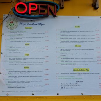 Thong's Thai Lunch Wagon - Menu board - Food Trucks Near Me - Waipahu, Hawaii