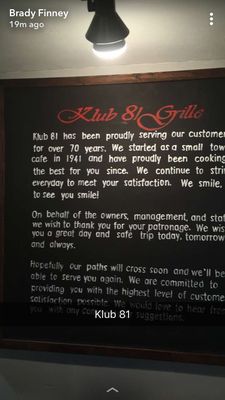 Menu photo 1 Klub 81 Humphrey, NE Menu photo 1 Klub 81 Humphrey, NE