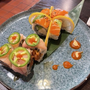 Zen Z Sushi - Yellowtail Delight (left) & Alaskan roll (right) - Sushi Bars Near Me - Brea, California Zen Z Sushi - Yellowtail Delight (left) & Alaskan roll (right) - Sushi Bars Near Me - Brea, California