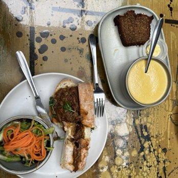 Lemon Leaf Cafe - Brisket sandwich and curry cauliflower soup o the day. - Cafes Near Me - Kinsale, Colorado