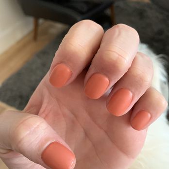 Pink & White Nails - Orange dip with matte gel top coat. By Mia. - Hair Removal Near Me - Denver, Colorado