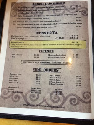 Menu photo 3 Alex's Mexican Tacos Paris, TX