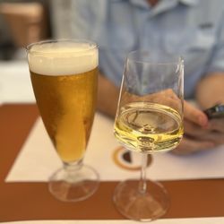 Peroni draft and house white wine