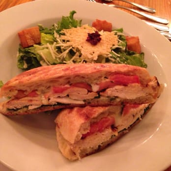Grits Cafe - Chicken panini with a Caesar salad. - Southern Near Me - Forsyth, Georgia