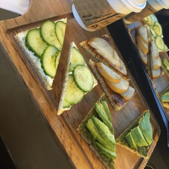 Arrojo Studio - Crostinis from the cafe! Nom nom nom!!! Must order! ((cucumber & goat cheese, avocado & pesto, fig & pear - all amazing!)) - Hair Salons Near Me - New York, New York
