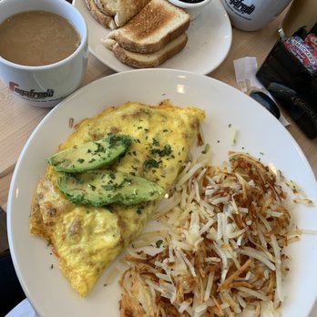 Jam + Toast - The Alamo omelet, hash browns, white toast with Blueberry Bourbon Pecan jam - Breakfast & Brunch Near Me - Irving, Texas