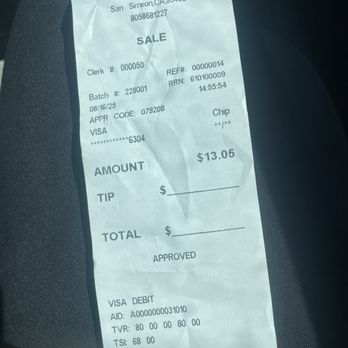 El Chorlito Mexican Eatery - Receipt for two bottles of water - Mexican Near Me - San Simeon, California
