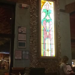 Half Shell Oyster House Spanish Fort - Stained glass and oyster wall