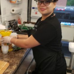 Mickey's Salsa Mexican Food - Mickey's Daughter Nisa helping with the prepping for the day.