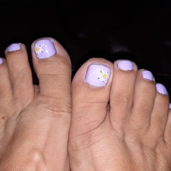 NT Nails - Just came from getting my pedicure. Pretty color and design. - Nail Salons Near Me - Modesto, California