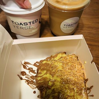 Toasted Verse - Left: Hot Hazelnut Latte & ice Iced Vanilla Latte - Desserts Near Me - Sherman Oaks, California