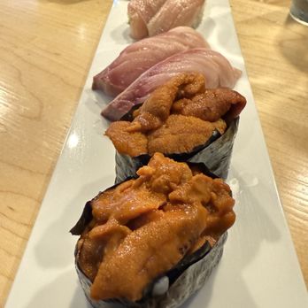 Chiba-Ken Restaurant - Nigiri: Uni; Hamachi; Toro --- sub par, tasted liked oxidized. - Sushi Bars Near Me - Honolulu, Hawaii