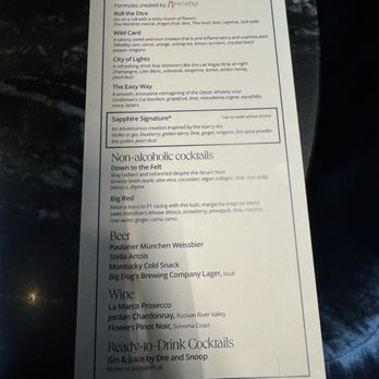 Chase Sapphire Lounge - Menu - Lounges Near Me - Las Vegas, Nevada