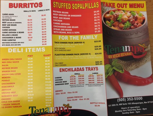 Menu photo 1 Tenampa Albuquerque, NM
