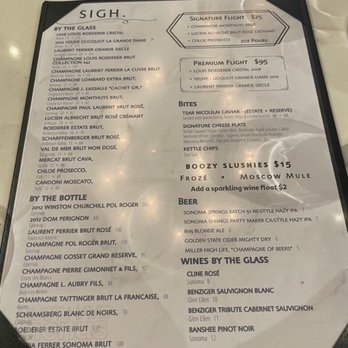 SIGH - Menu - Champagne Bars Near Me - Sonoma, California SIGH - Menu - Champagne Bars Near Me - Sonoma, California