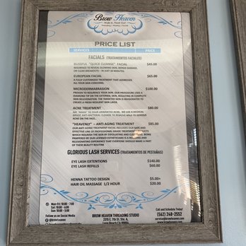 Brow Heaven - price list on other services they offer - Waxing Near Me - Long Beach, California Brow Heaven - price list on other services they offer - Waxing Near Me - Long Beach, California