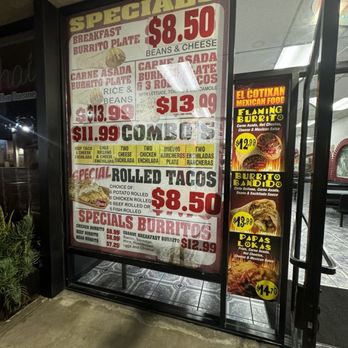 El Cotixan Mexican - Specials on window - Mexican Near Me - El Cajon, California