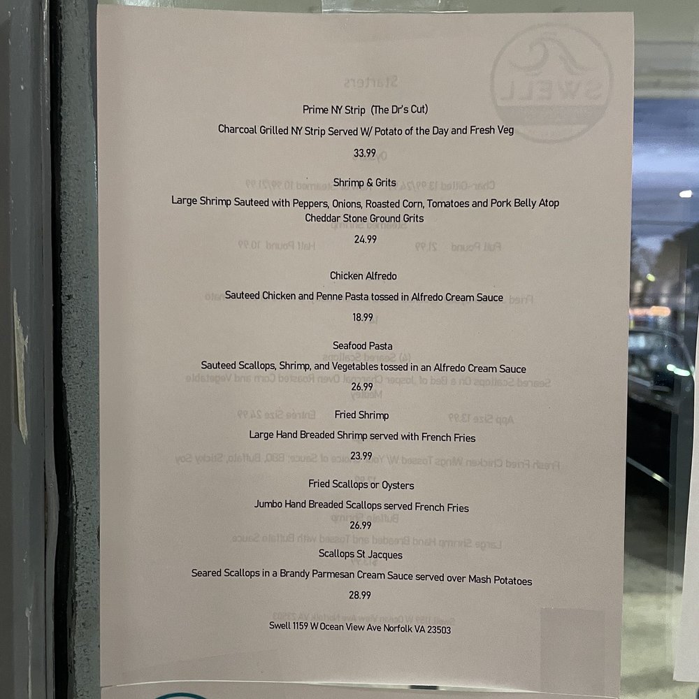 Swell At OV - Tonight's menu - Bars Near Me - Norfolk, Virginia Swell At OV - Tonight's menu - Bars Near Me - Norfolk, Virginia