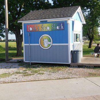 Josh's Sno Shack - a blue shed with a sign on it - Desserts Near Me - Tulsa, Oklahoma