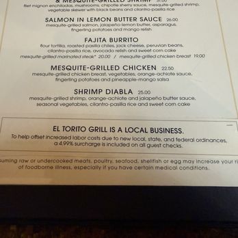 El Torito Grill - Surcharge, which keeps increasing every visit. - Mexican Near Me - Brea, California El Torito Grill - Surcharge, which keeps increasing every visit. - Mexican Near Me - Brea, California