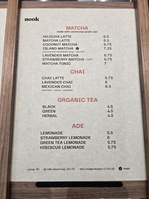 Menu photo 2 Nook Coffee Bar La Palma, CA