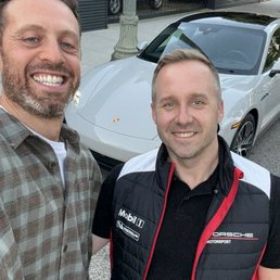 With salesman and Porsche brand ambassador Samuel Chocholac With salesman and Porsche brand ambassador Samuel Chocholac