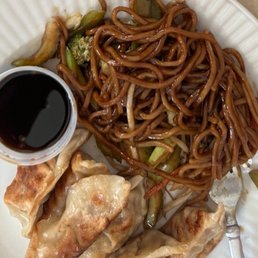 Vegetable Lo-mein, Potstickers