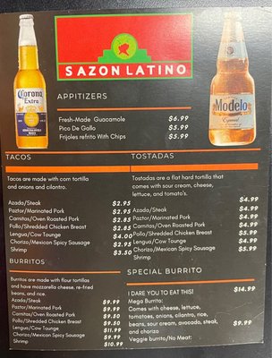 Menu photo 1 El Sazon Latino Kissimmee, FL