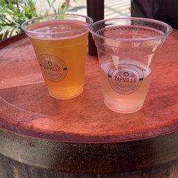 two cups of beer on a barrel two cups of beer on a barrel