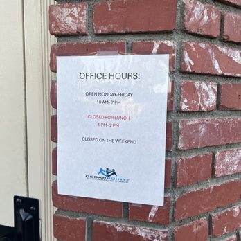 Cedar Pointe Chiropractic Group - Office hours :) - Chiropractors Near Me - Riverside, California Cedar Pointe Chiropractic Group - Office hours :) - Chiropractors Near Me - Riverside, California