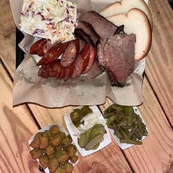 Daniel's Old Tomball BBQ - Brisket/ lean and moist + jalepeno cheese sausage, okra, green beans and coleslaw with the fixings - Barbeque Near Me - Tomball, Texas Daniel's Old Tomball BBQ - Brisket/ lean and moist + jalepeno cheese sausage, okra, green beans and coleslaw with the fixings - Barbeque Near Me - Tomball, Texas