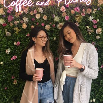 Coffee and Plants - Inside with a cute wall!! Owner AC took it for us - Coffee & Tea Near Me - Pasadena, California