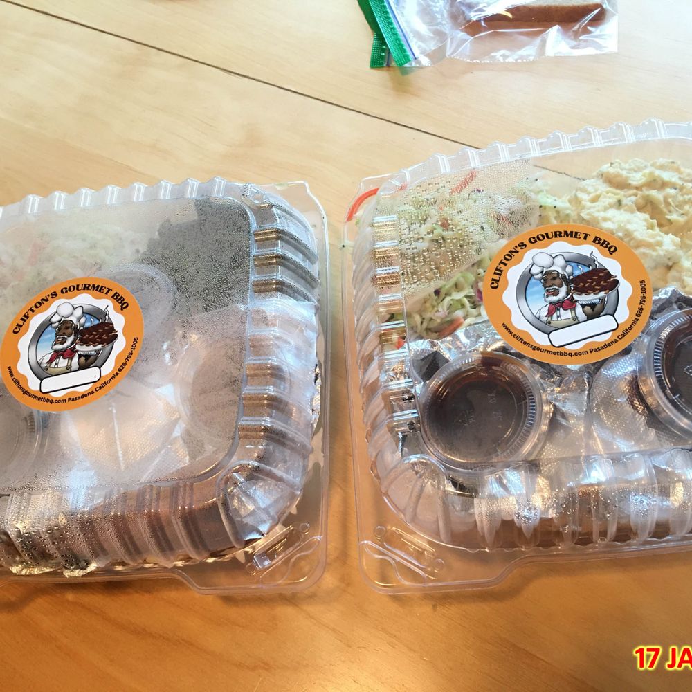 Clifton's Gourmet Barbecue - Take out packaging. - Southern Near Me - Pasadena, California