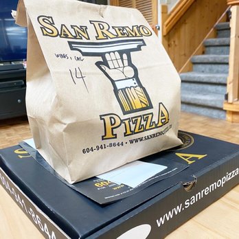 San Remo Restaurant - Takeout bag and box - Pizza Near Me - Port Coquitlam, British Columbia San Remo Restaurant - Takeout bag and box - Pizza Near Me - Port Coquitlam, British Columbia