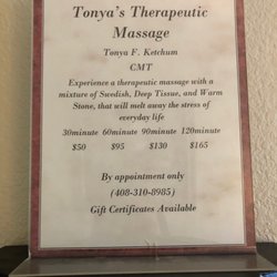 Tonya's Therapeutic Massage - Prices