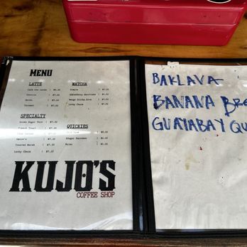 Kujo’s Coffee Shop - Left: permanent menu Right: May seasonal menu - Coffee & Tea Near Me - Hialeah, Florida