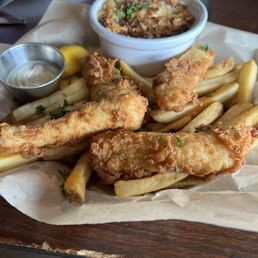 Fish and Chips with a side of Mac & Cheese Fish and Chips with a side of Mac & Cheese