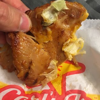 Carl's Jr - Cheese attached to the chicken too even tho there's no cheese in this salad....... stained from everything not cleaned from the grill - Burgers Near Me - Mission Viejo, California