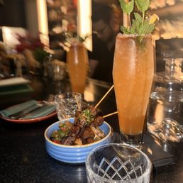 Steak Tibs & Auxum Passion Cocktail